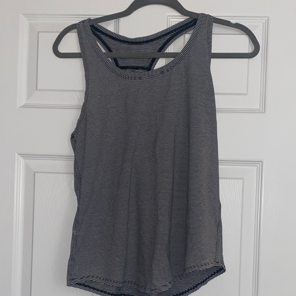 Lululemon Athletica Black and White Striped Tank Top